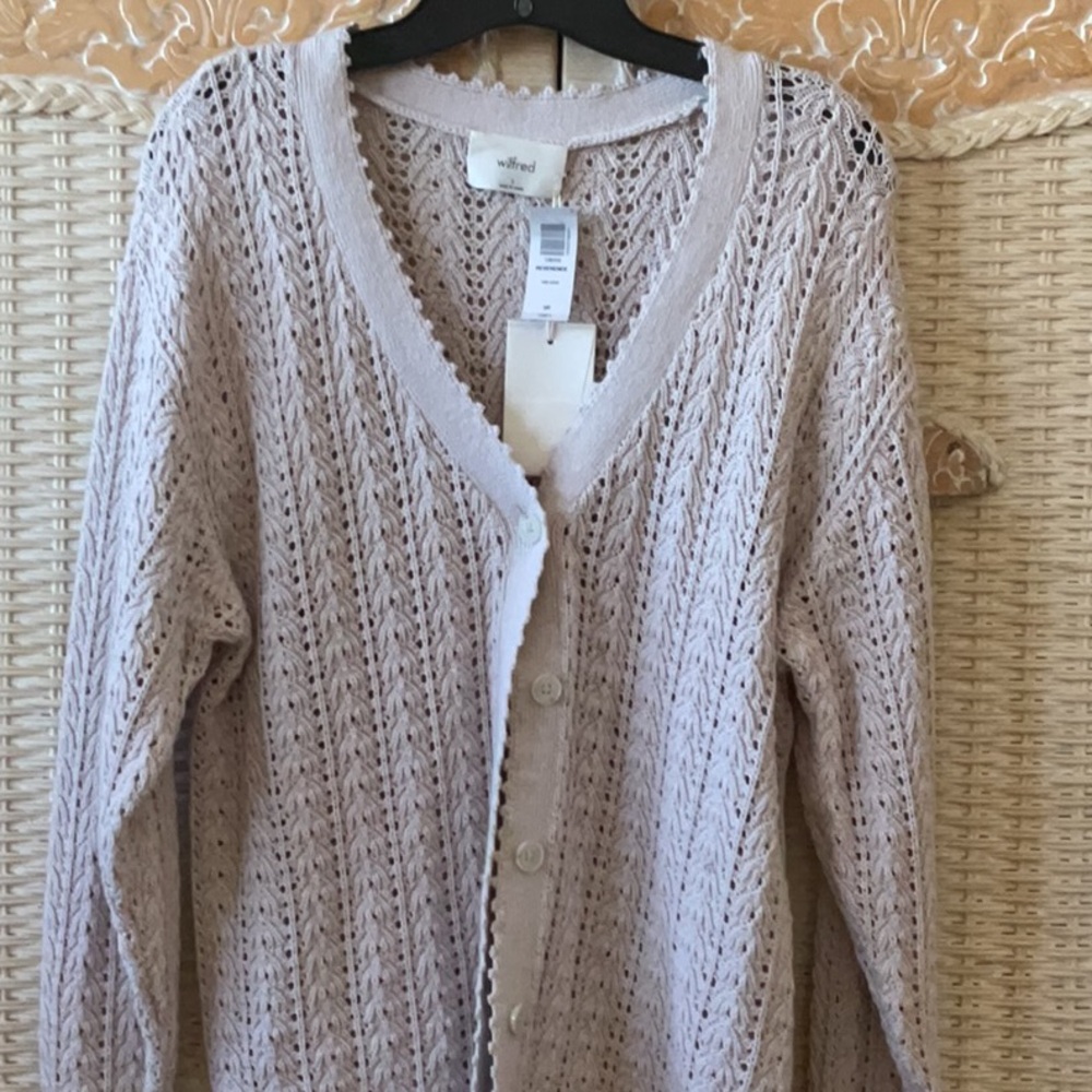Aritzia Wilfred Free Reverence Cardigan Vin Gris (like a light lavendar color). - Picture 5 of 14